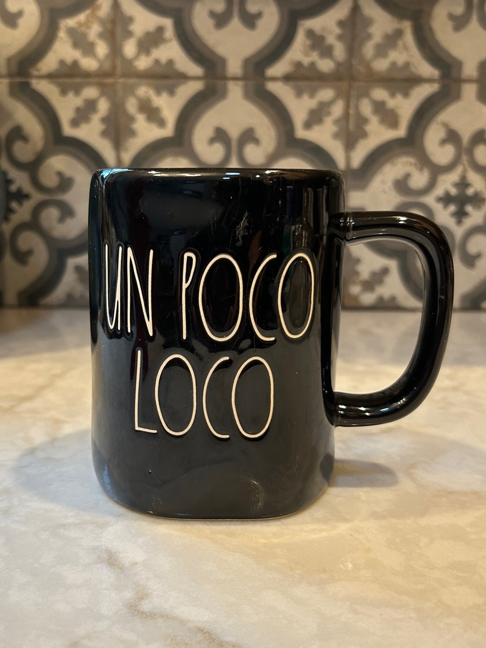 Rae Dunn Disney Pixar Coco "UN POCO LOCO" Double Sided Black Mug Day of The Dead